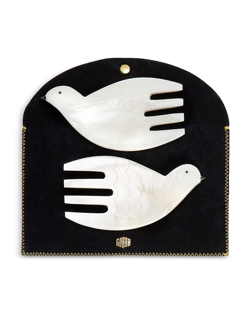 Gohar World Gohar Dove Mother Of Pearl Salad Servers In White