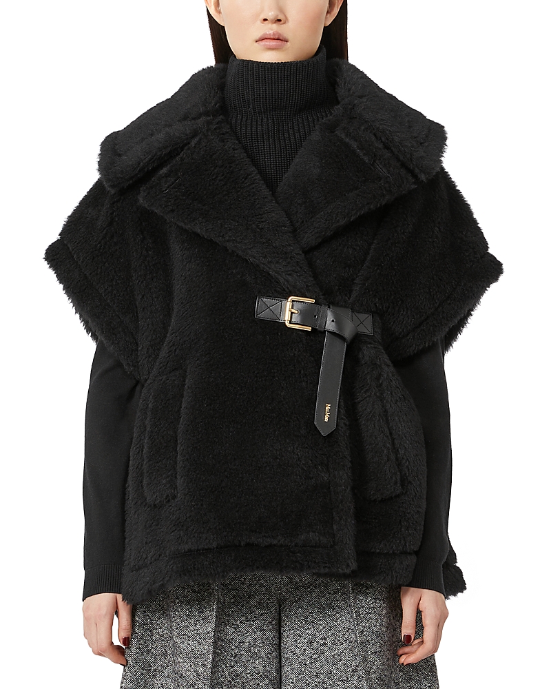 Max Mara Newabavo1 Alpaca Wool & Silk Cape Coat In Black