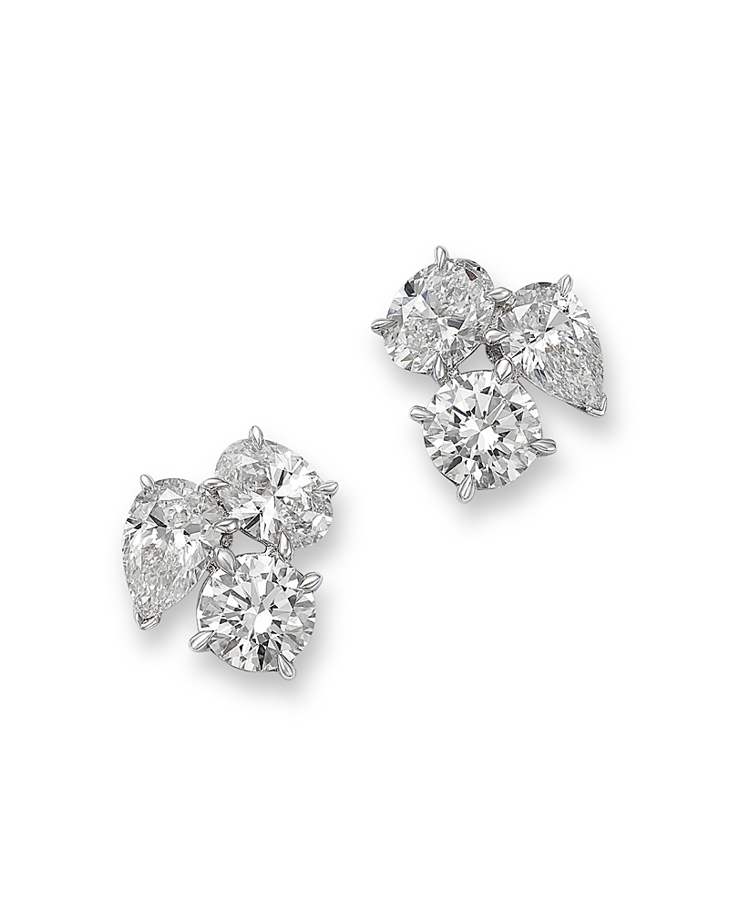 Bloomingdale's Fine Collection Luxe Collection Certified Lab Grown Diamond Trio Stud Earrings in 14K White Gold, 1.95 tcw