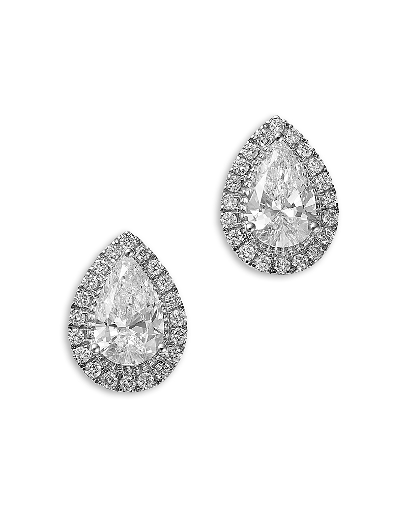 Bloomingdale's Fine Collection Luxe Collection Certified Lab Grown Diamond Pear Stud Earrings in 14K White Gold, 1.23 tcw