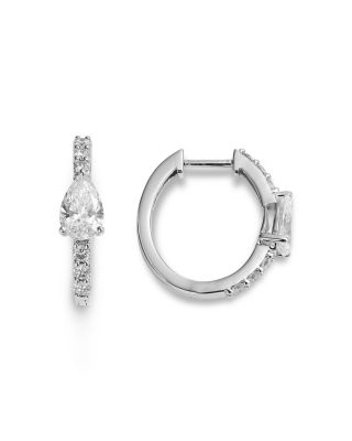 Luxe Collection Certified Lab Grown Diamond Pear Huggie Hoop Earrings in 14K White Gold, 1.45 tcw