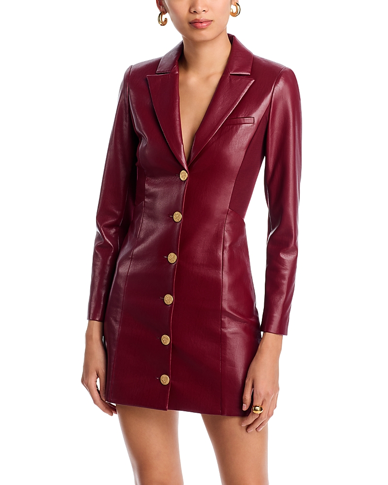 Alice And Olivia Michelle Faux Leather Dress In Burgundy
