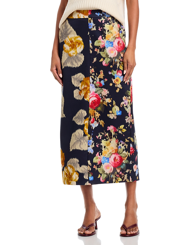 Essentiel Antwerp Floral High Waisted Maxi Skirt In Blue