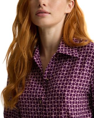 Printed Long Sleeve Shirt Dress