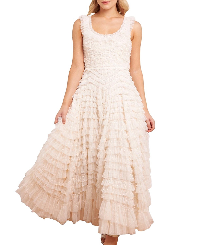 Needle & Thread Hattie Scoop Neck Ankle Gown In Neutral