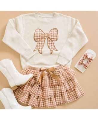 Girls&#39; Gingham Bow Patch Sweatshirt - Baby, Little Kid