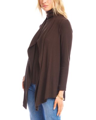 Ribbed Drape Front Cardigan
