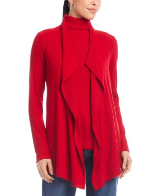 Ribbed Drape Front Cardigan