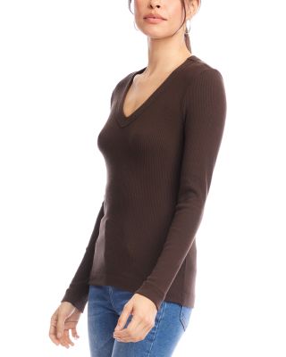 Ribbed V Neck Top