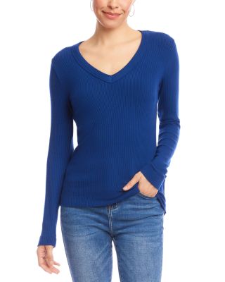 Ribbed V Neck Top