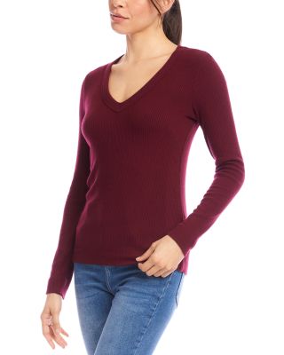 Ribbed V Neck Top