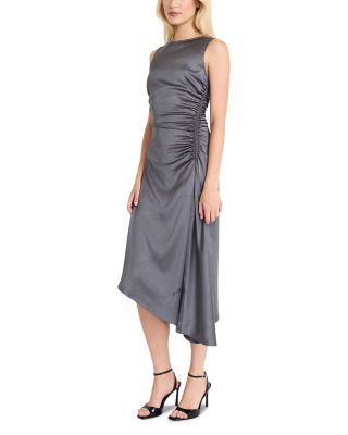 Boat Neck Asymmetric Midi Dress