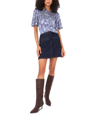 Flutter Sleeve Collar Button Down Blouse