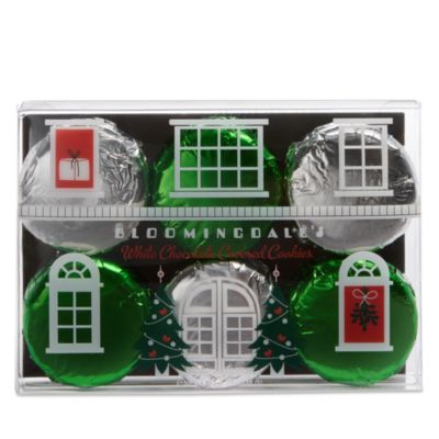 White Chocolate Drenched Sandwich Cookies Gift Box with Silver & Green Foils, 6 Piece - Exclusive