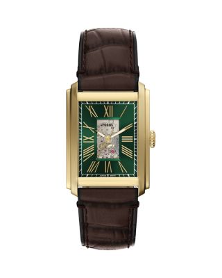 Carraway Automatic Brown Croc-Embossed Leather Watch, 30mm x 42mm