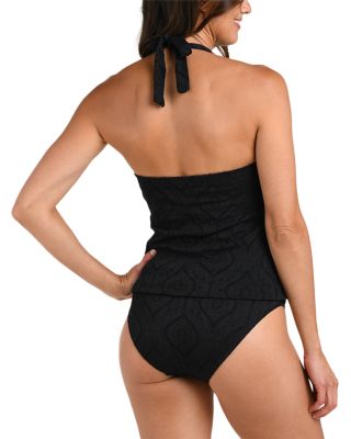 Mantra Halter Goddess Tankini Top & Mantra Medallion Shirred Band Hipster Bikini Bottom