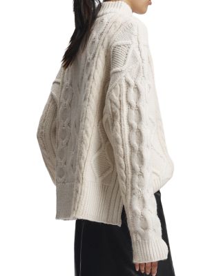Greyson Wool Blend Mock Neck Cable Knit Sweater