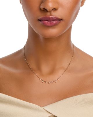 14K Yellow Gold Cultured Freshwater Pearl & Diamond Tube Bar Dangle Necklace, 16"
