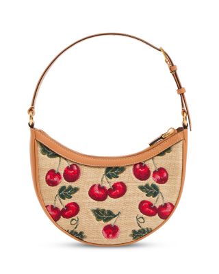 Vlogo Signature Mini Cherryfic Raffia Hobo Shoulder Bag