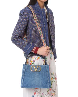 Alltime Medium VLogo Convertible Top Handle Bag in Denim