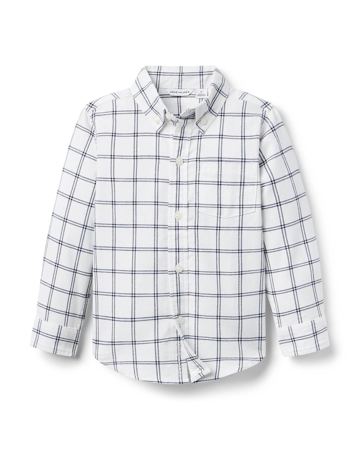 Janie and Jack Boys' Tattersall Flannel Shirt - Little Kid, Big Kid