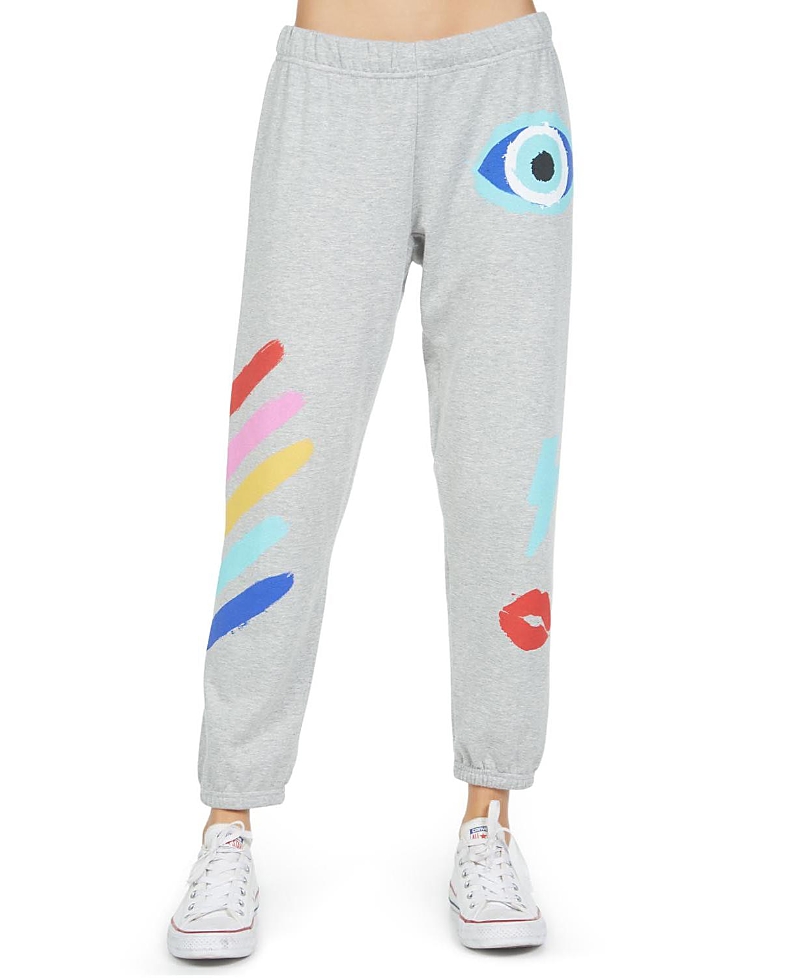 Lauren Moshi Alana Painted Evil Eye Sweatpants In Gray