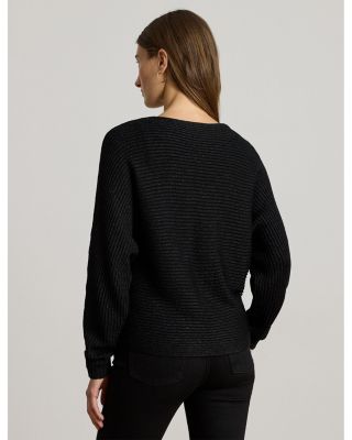 Metallic Rib Knit Dolman Sleeve Sweater