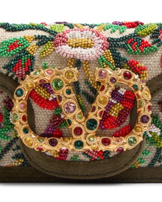 Locò Small VLogo Flower Beaded Convertible Shoulder Bag