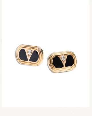 Logo Stud Earrings, 0.6&amp;quot;W