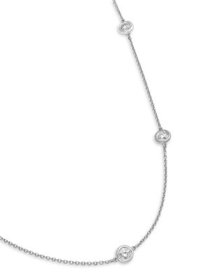 Diamond Bezel Station Necklace in 14K Gold, 1.0 tcw