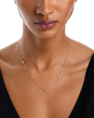 Fine Collection Diamond Bezel Station Necklace in 14K Gold, 0.75 tcw