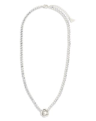 Rosa Cubic Zirconia & Cultured Freshwater Pearl 3D Rose Pendant Necklace, 16"-18"