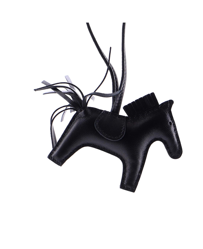 Pre-owned Pre-owned Hermes  Hermes Pm So Black Grigri Rodeo Bag Charm Leather