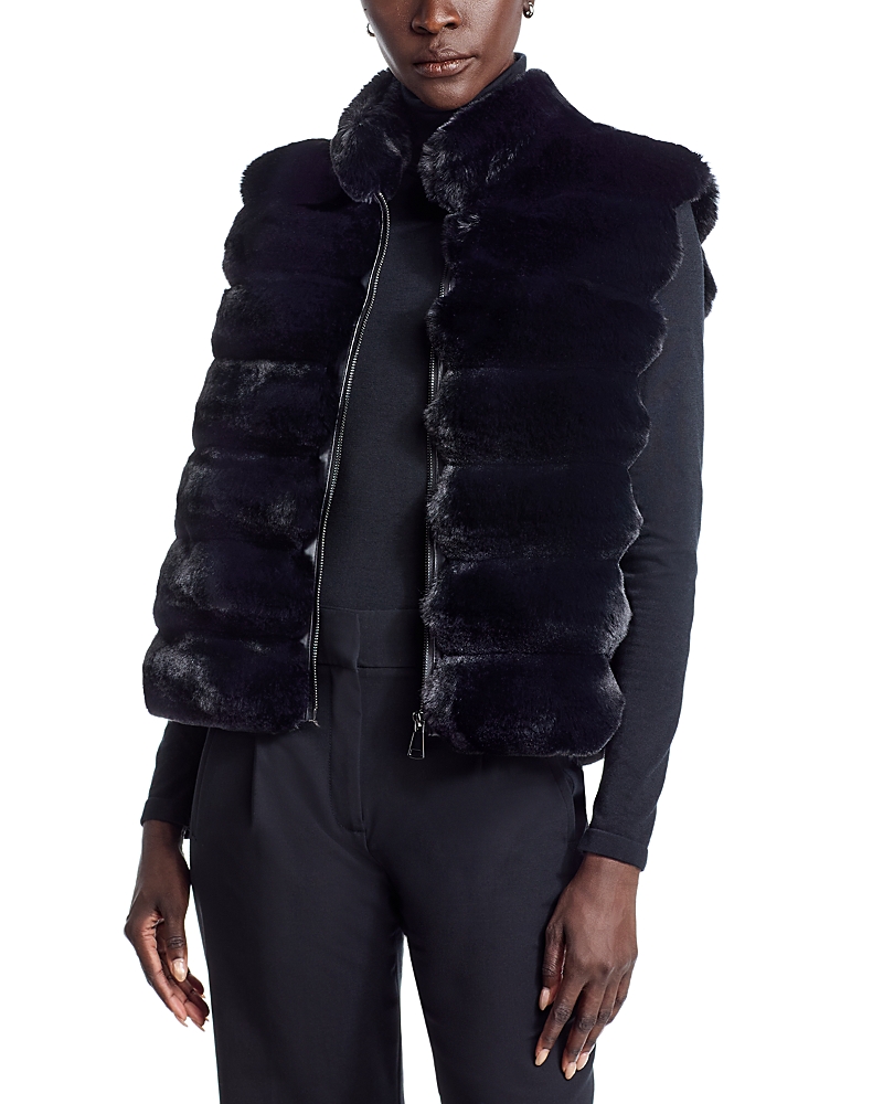 Adrienne Landau The Faux Chinchilla Vest In Black