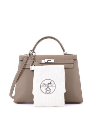  Kelly 32 Handbag Grey Epsom with Palladium Hardware