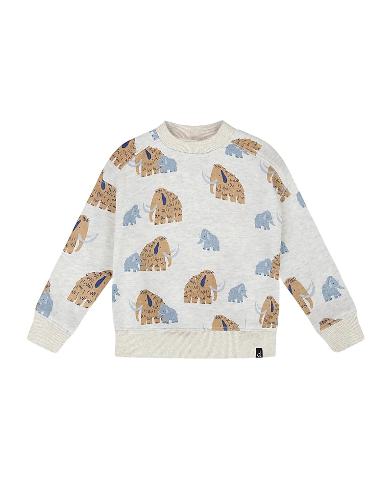 Deux Par Deux Boys' Long Sleeve Crew Neck Fleece Sweatshirt - Baby In Neutral