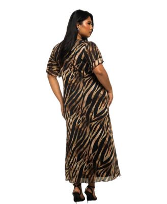 FASHION-SZN Curve Zebra Print Mesh Midi Dress