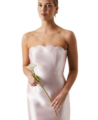 Scallop Twill Column Bridesmaids Dress