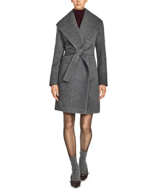 Mid Length Shawl Collar Wrap Coat