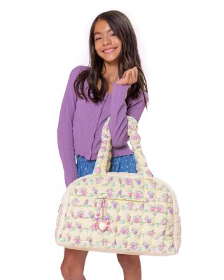 Girls' Floral Print Scrunch Medium Duffel Bag