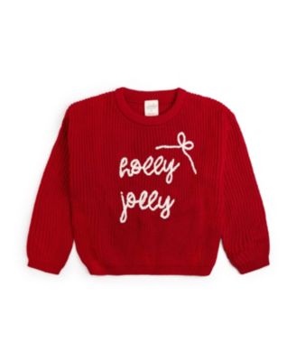 Unisex Holly Jolly Bow Christmas Knit Sweater - Baby, Little Kid