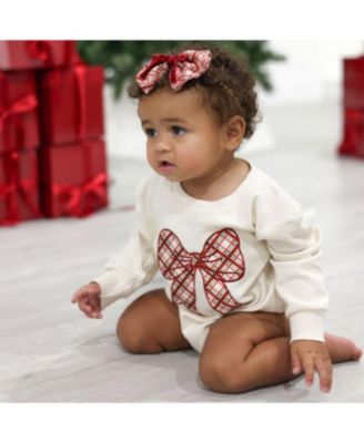 Girls' Christmas Plaid Layered Bow Headband - Baby