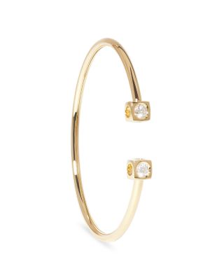 18K Yellow Gold Le Cube Diamant Diamond Cube Set Wire Cuff Bracelet