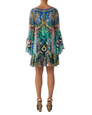 Printed Silk Frill Dress