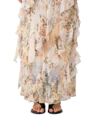 Silk Asymmetrical Ruffle Dress