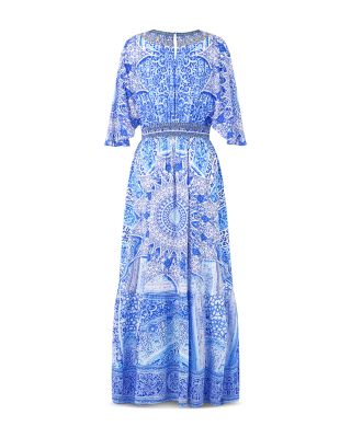 V Neck Silk Maxi Dress