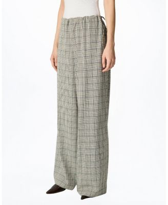 Plaid Wide-Leg Drawstring Pants