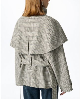 Belted Glen Check Cape Trench Coat