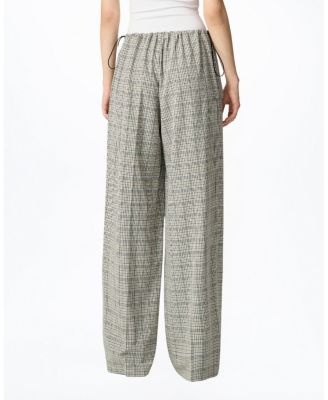  Plaid Wide-Leg Drawstring Pants