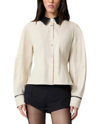 Nocturne Contrast Collar Balloon Sleeve Shirt